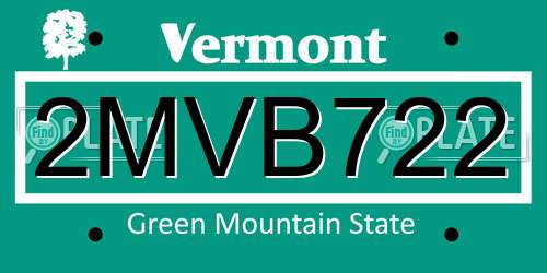 2MVB722 Vermont License Plate