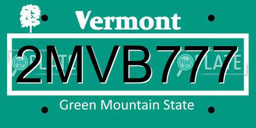 2MVB777 Vermont License Plate