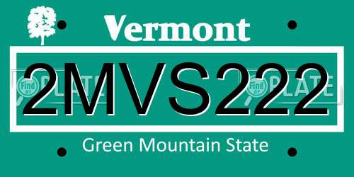 2MVS222 Vermont License Plate