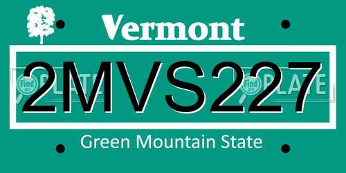 2MVS227 Vermont License Plate