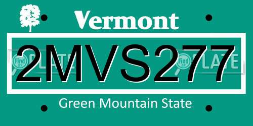 2MVS277 Vermont License Plate