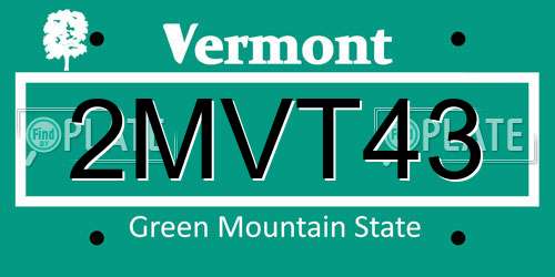 2MVT43 Vermont License Plate
