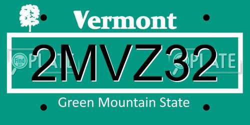 2MVZ32 Vermont License Plate
