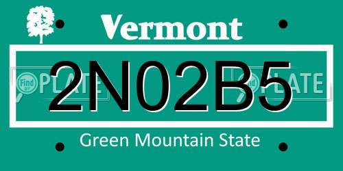2N02B5 Vermont License Plate