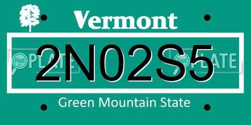 2N02S5 Vermont License Plate