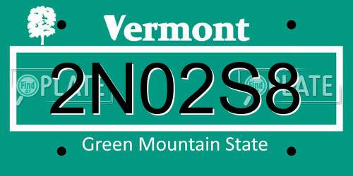 2N02S8 Vermont License Plate