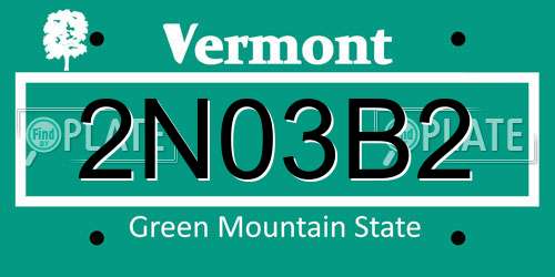 2N03B2 Vermont License Plate