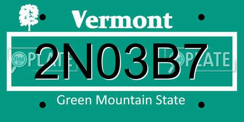 2N03B7 Vermont License Plate