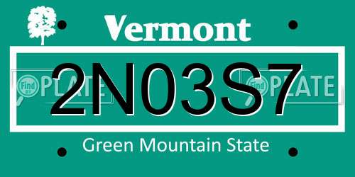 2N03S7 Vermont License Plate