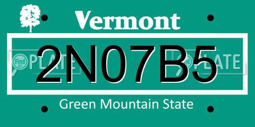 2N07B5 Vermont License Plate