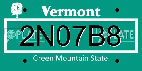 2N07B8 Vermont License Plate