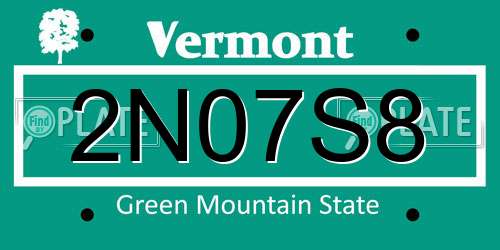 2N07S8 Vermont License Plate