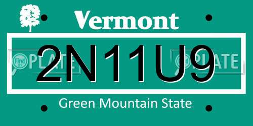 2N11U9 Vermont License Plate