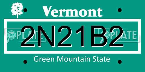 2N21B2 Vermont License Plate