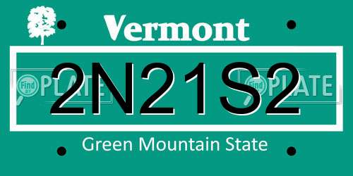 2N21S2 Vermont License Plate