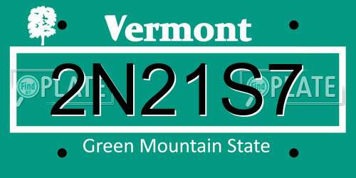 2N21S7 Vermont License Plate