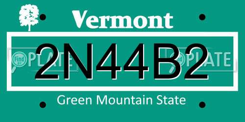 2N44B2 Vermont License Plate