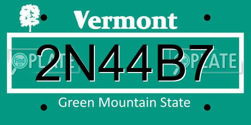 2N44B7 Vermont License Plate