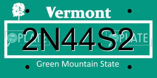 2N44S2 Vermont License Plate