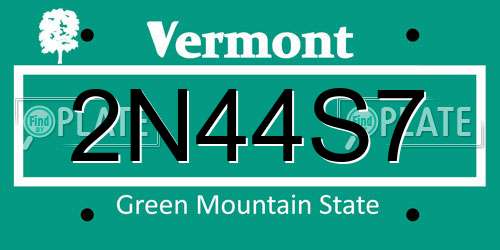 2N44S7 Vermont License Plate