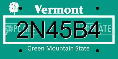 2N45B4 Vermont License Plate