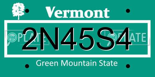 2N45S4 Vermont License Plate