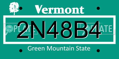 2N48B4 Vermont License Plate