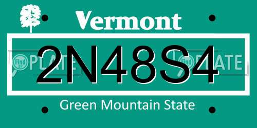2N48S4 Vermont License Plate