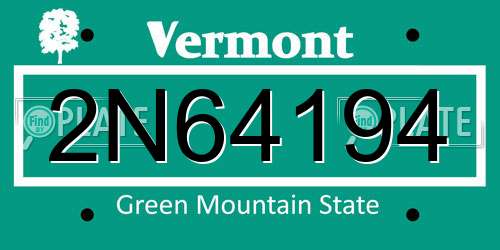 2N64194 Vermont License Plate