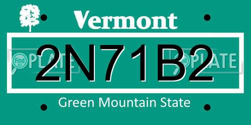 2N71B2 Vermont License Plate