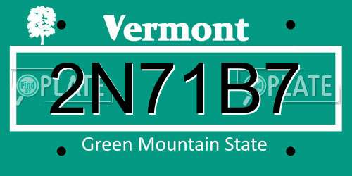 2N71B7 Vermont License Plate