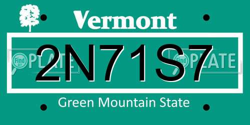2N71S7 Vermont License Plate