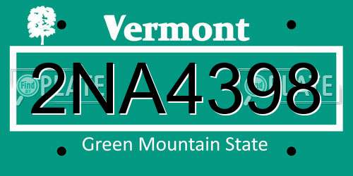 2NA4398 Vermont License Plate