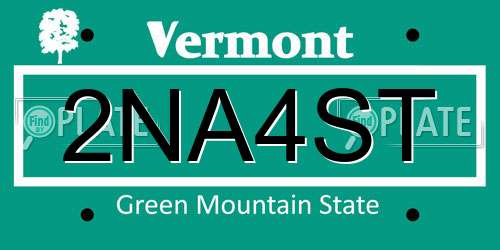 2NA4ST Vermont License Plate