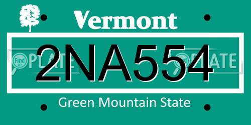 2NA554 Vermont License Plate