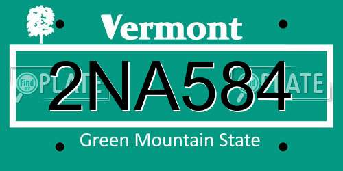 2NA584 Vermont License Plate