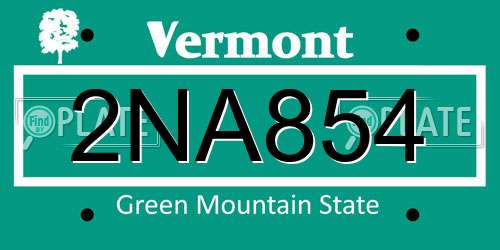 2NA854 Vermont License Plate