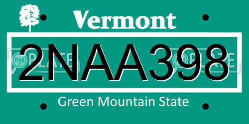 2NAA398 Vermont License Plate