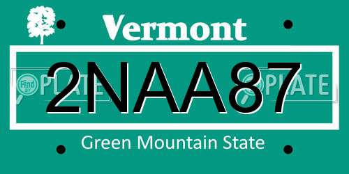 2NAA87 Vermont License Plate