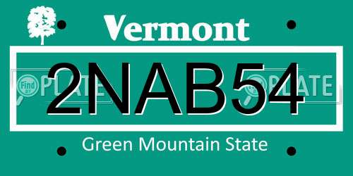 2NAB54 Vermont License Plate