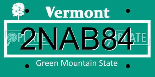 2NAB84 Vermont License Plate
