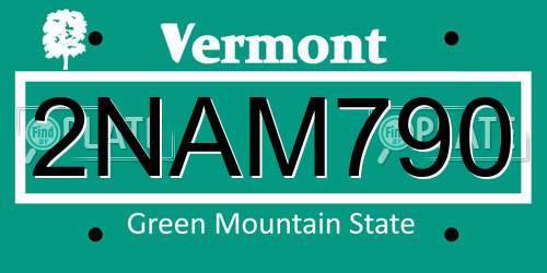 2NAM790 Vermont License Plate