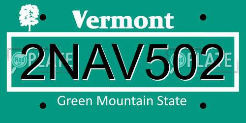 2NAV502 Vermont License Plate