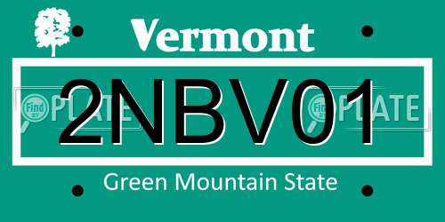 2NBV01 Vermont License Plate