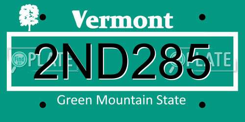 2ND285 Vermont License Plate