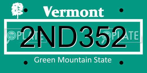 2ND352 Vermont License Plate