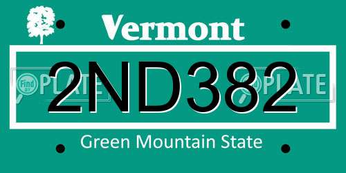2ND382 Vermont License Plate