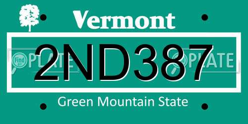 2ND387 Vermont License Plate