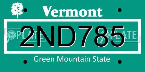 2ND785 Vermont License Plate