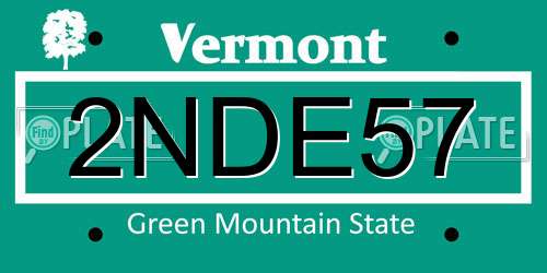 2NDE57 Vermont License Plate